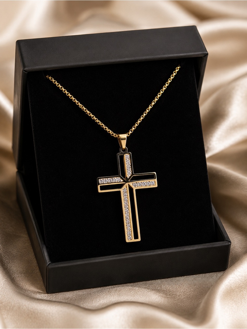 Gold Cross Necklace – Stainless Steel
